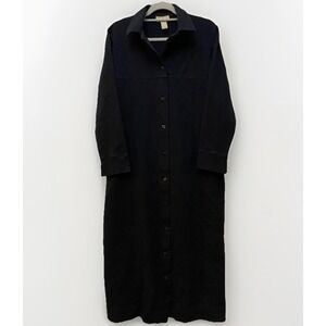 Cotton Ginny Black Maxi Shirt Dress M Quiet Luxury Minimalist Utility Goth